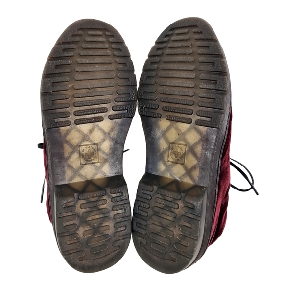 Dr. Martens Daytona Cherry Red Velvet Desert Low Chukka Wine Boots Womens Size 5 - Picture 9 of 12